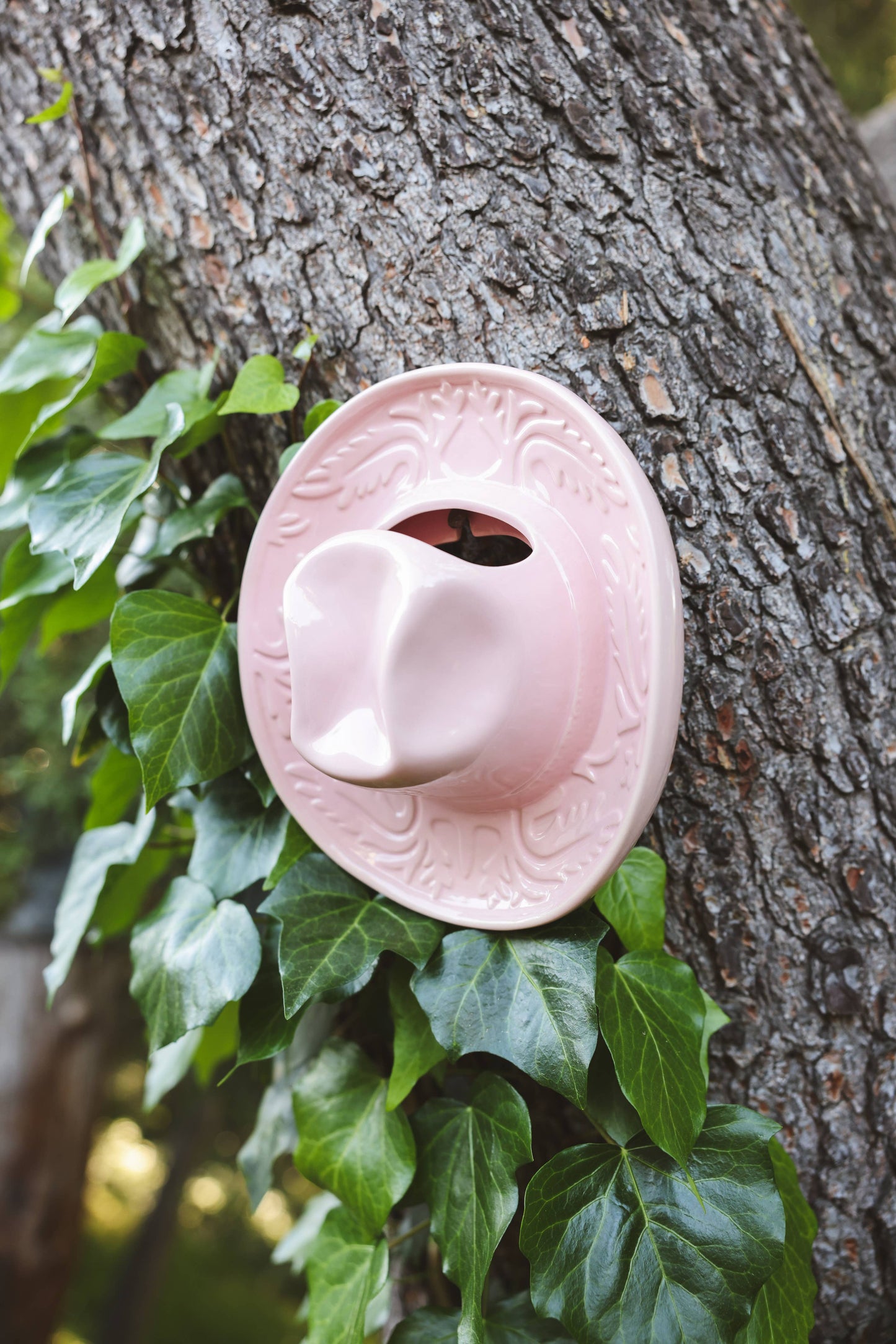 Pink Ceramic Cow Girl Hat Vase