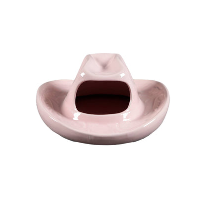 Pink Ceramic Cow Girl Hat Vase